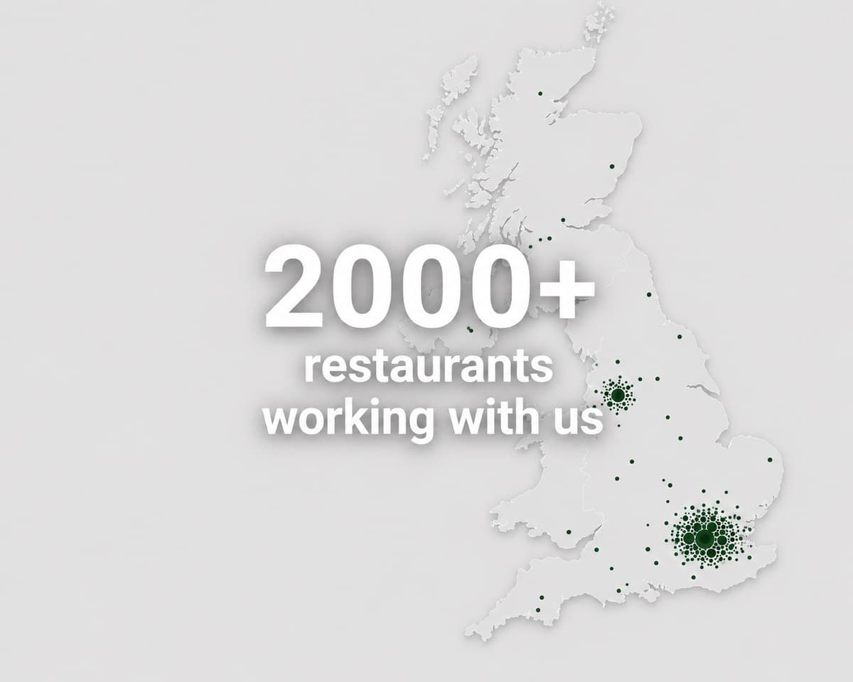 Map showing over 2000 partner restaurants in the UK
