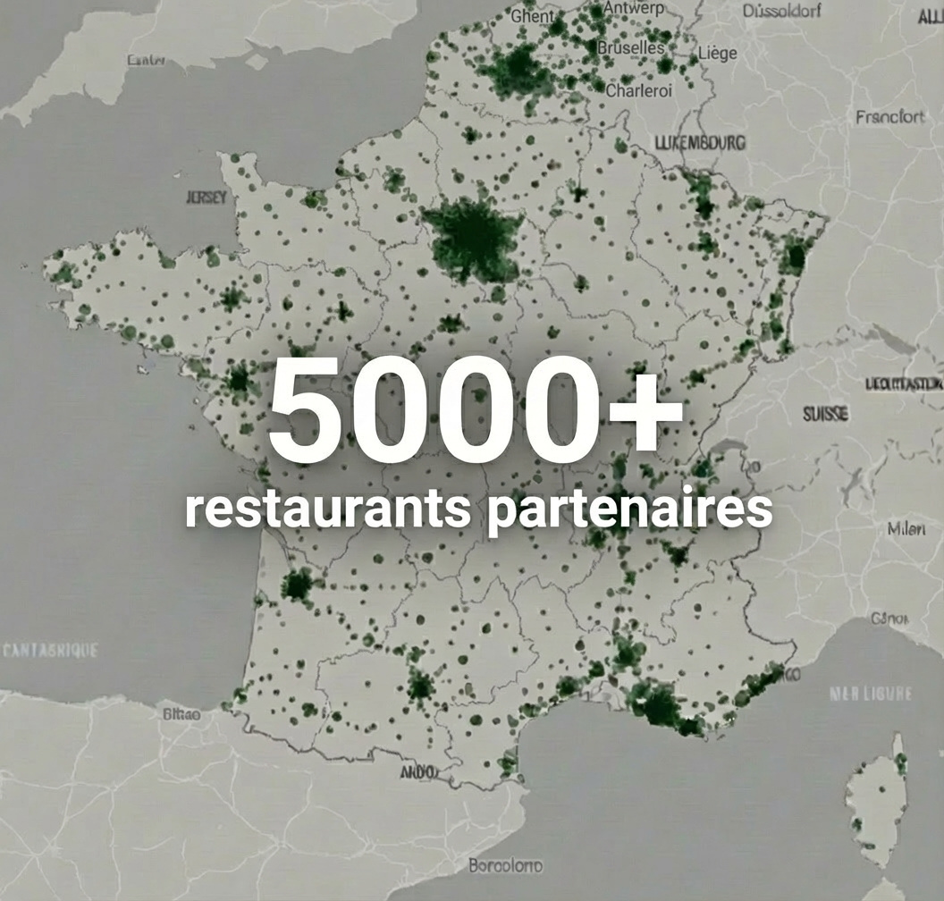 Carte de France montrant plus de 5000 restaurants partenaires