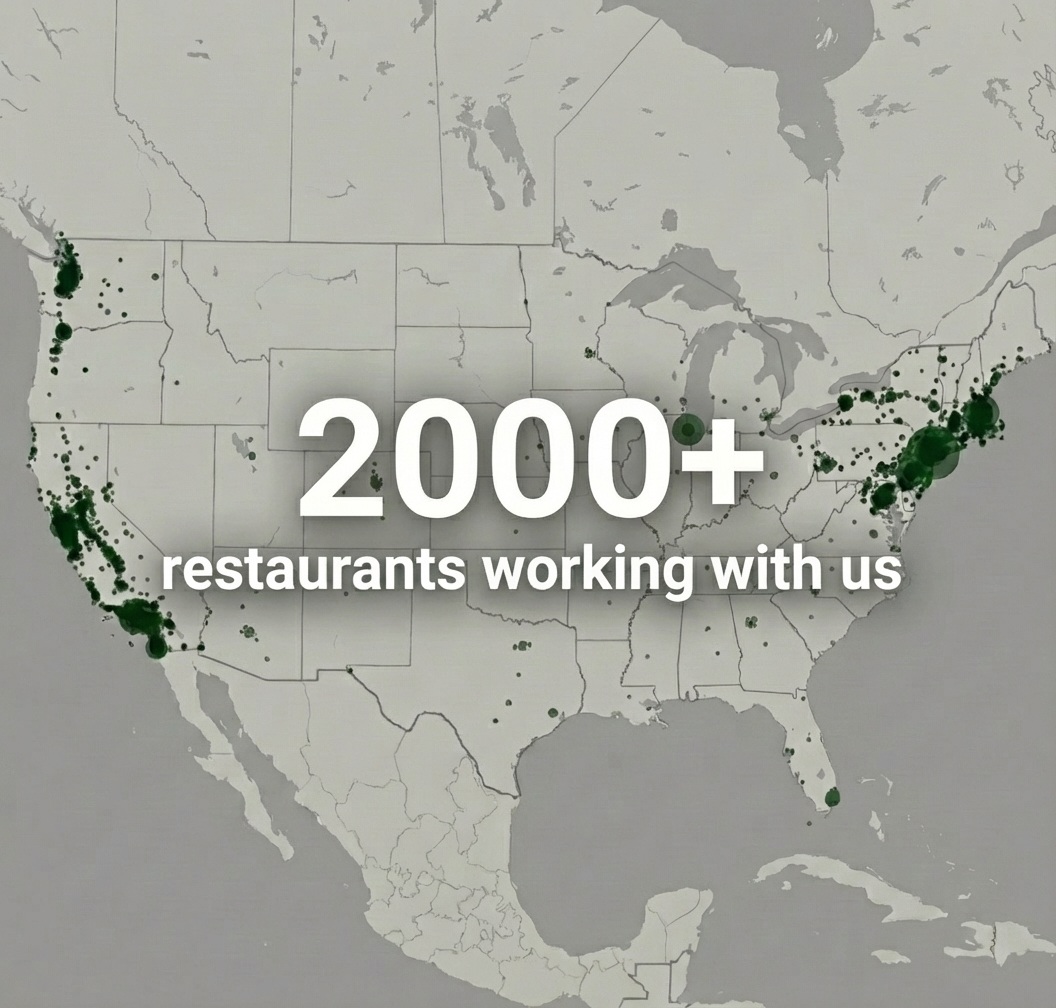 Map of the United States showing over 2000 partner restaurants