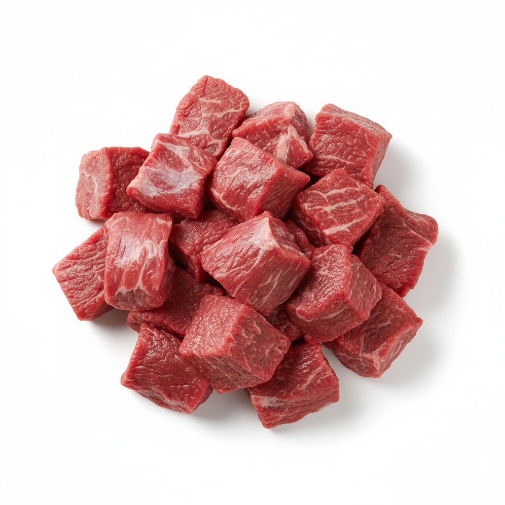 Refrigerated beef stew meat cut