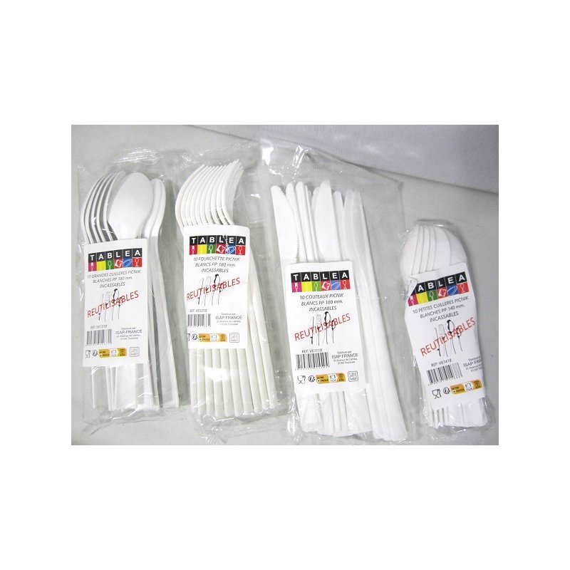 Kit couverts plastique réutilisables 4 en 1